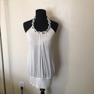 BEBE White Shine Halter Top Size S